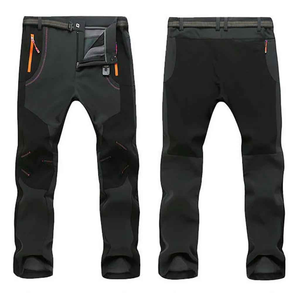 Осень Зима толстые флисовые брюки мужские уличные теплые водонепроницаемые ветрозащитные дышащие мягкие брюки спортивные походные брюки# y5x