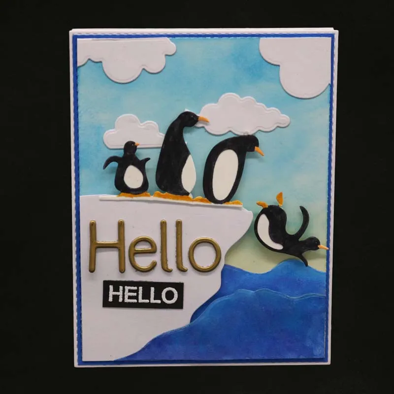 Пингвин вырубка металла, умереть для скрапбукинга, тиснение, трафарет, прозрачные штампы, пингвин, штампы для изготовления открыток, вырубные штампы
