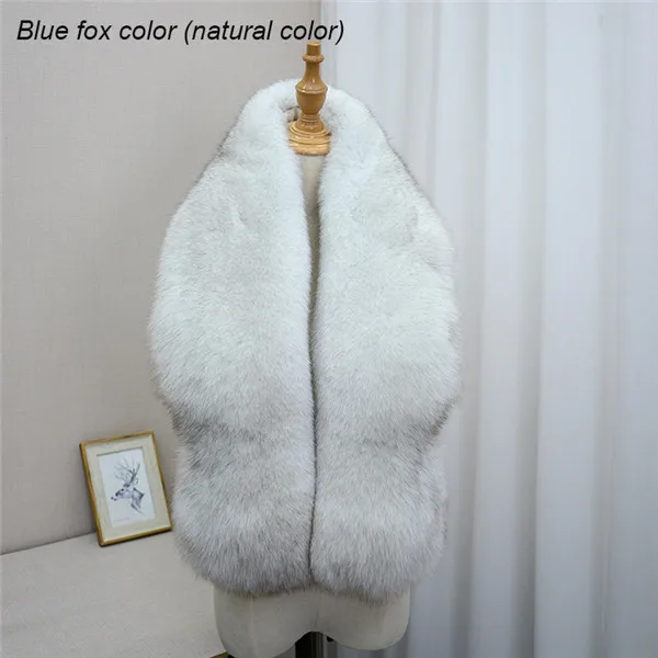 Роскошный шарф из натурального Лисьего меха большой размер шарф из кожи натуральный Лисий мех шаль зимняя женская накидка - Цвет: Blue fox color