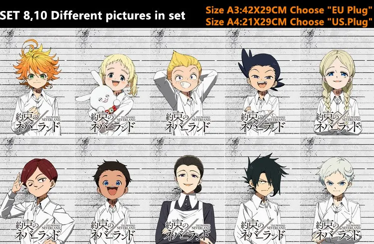 The Promised Neverland anime character headshots