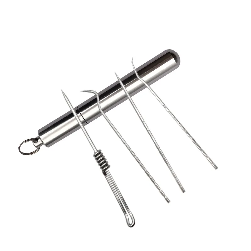 Stainless Steel Toothpick Set With Portable Toothpick Holder Outdoor Travel W6W1 