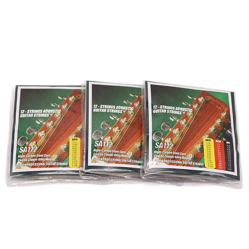 12 String Acoustic Guitar String High Carbon Steel Core Coated Copper Alloy Wound Spock Professional Guitar Strings