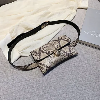 

Fashion Snake Print Small Women Waist Fanny Packs Pu Leather Chest Bags Classic Pouch Purse Casual Belt Bag Female Waist Bag New