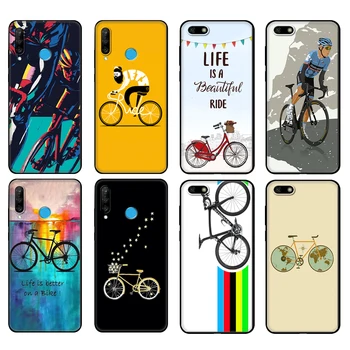 블랙 tpu 케이스 화웨이 아너 20 라이트 10 10i 20S 30S 30 케이스 아너 7A 5.45 7s 7C 5.7 케이스 커버, 자전거 사이클링 아트 케이스