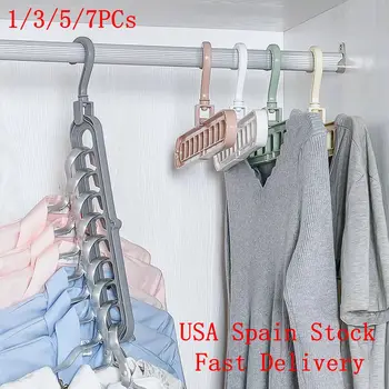 

1/3/5/7pcs Creative Plastic Storage Rack With 9 Hole Clothes Hanger Towel Hook Closet Organizer Space Saving Practical Hanger