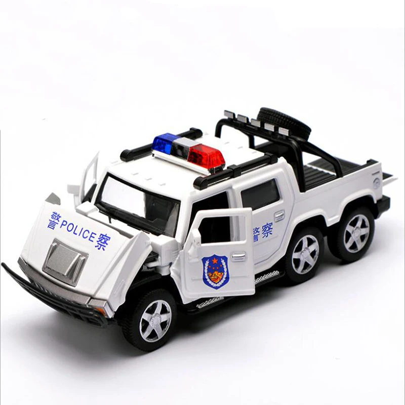 1:32 шестиколесная полицейская модель Hummer из алюминиевого сплава для