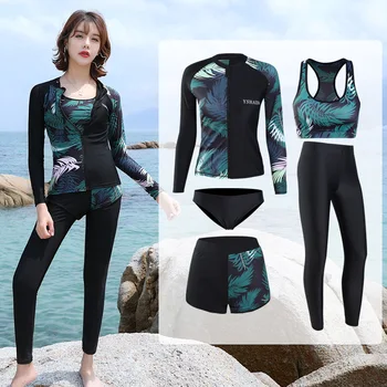 

Surfing Swimsuits For Women Sports Swimsuit Rush Guard Womens Surf Suitswimsuit Long Sleeve Korea Bikini Set Zipper Female Beach