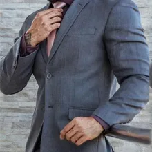 Модный мужской деловой Блейзер, смокинг для жениха, мужской свадебный комплект, брюки, пиджак с отворотом, зауженный крой, мужской костюм Terno Masculino