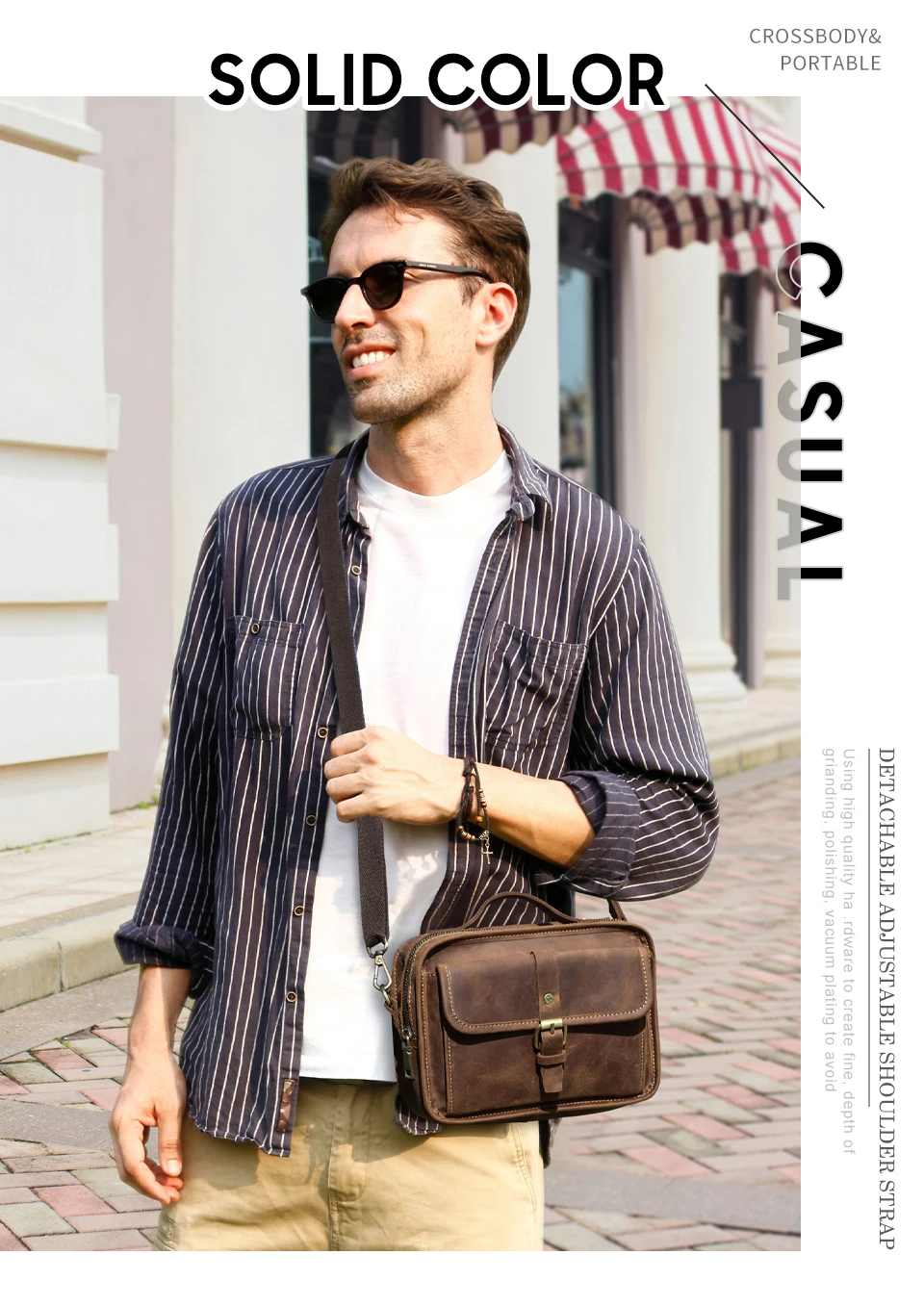 Crazy Horse Leder Männer Schulter Taschen Casual Mann Kleine Handtasche für 7.9 "ipad Umhängetasche Tragbare telefon tasche Männlichen messenger Tasche – Detail 3