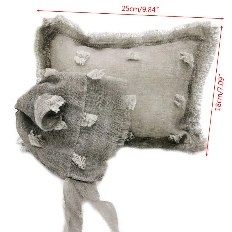 2 шт./компл. Детские аксессуары для фотосессии, окрашенная галстуком хлопковая льняная шляпа набор подушек для фотосъемки новорожденных#905
