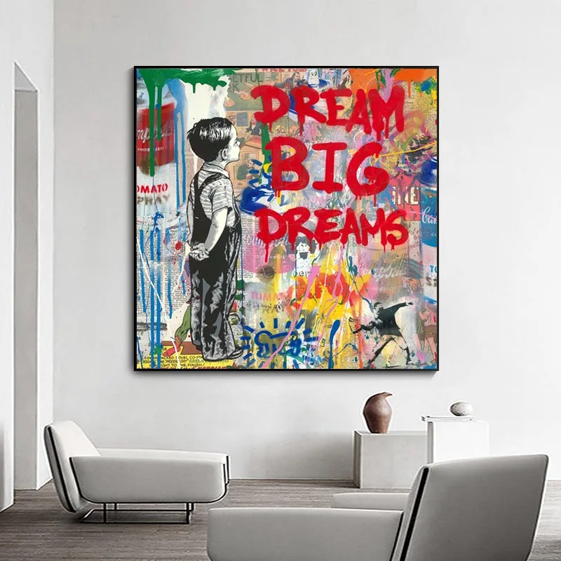 

Banksy Pop Street Art Dream Posters And Prints Abstract Graffiti Art Canvas Paintings On the Wall Art Picture Home Decor