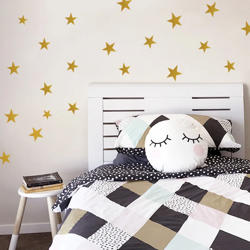 Wall Sticker For Kids Room Gold Stars Baby Nursery Room Wall Stickers Bedroom Children Wall Decals Home Art Wallpaper 29x30mm