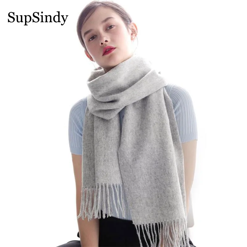 SupSindy зимний женский шарф мягкий теплый 120 г кашемир шерсть шарфы для женщин роскошный пашмины шаль длинный шарф с кисточками женский