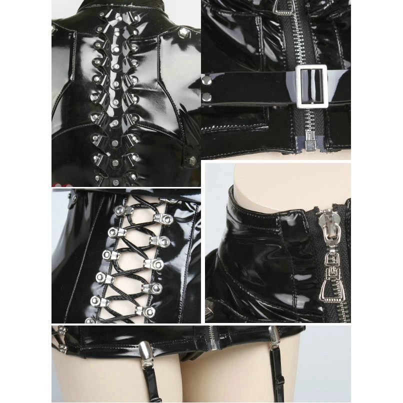 Sexy Dark Reign Nurse Cosplay Costume Leather Dress Leotard Elastic Clack Hot Anime Cosplay Full Set H53c48fc4404f4014a9a4d6b35e72a4a8J