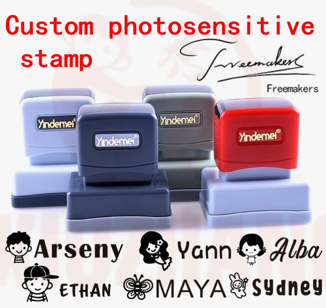 Custom Logo Printing Photosensitive Stamp Kids Name Rubber Flash Stamp for  Kids Clothing - China Kids Stamp, Name Stamp