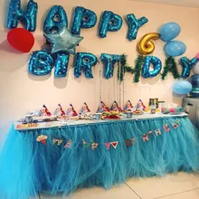 Настольная юбка-пачка, 1 шт, праздничные вечерние скатерти для дня рождения, свадьбы, декора, 100x80 см, настольная юбка-пачка, водонепроницаемый разноцветный тюль