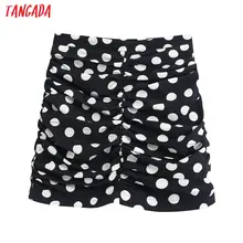 Tangada, Женская плиссированная мини-юбка в горошек, faldas mujer, винтажная, боковая молния, элегантные, шикарные, короткие юбки, BE136