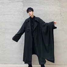 MIXCUBIC, весна, уникальный дизайн, асимметричная строчка, Тренч для мужчин, повседневная, свободная, Длинная ветровка для мужчин, S-XL
