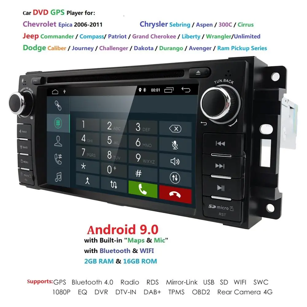 Cheap Hizpo 2+16 1 din Car Radio Android 9.0 Car DVD Player For jeep Grand Cherokee Chrysler 300c Compass/Dodge Chevrolet Epica Wrangl 0