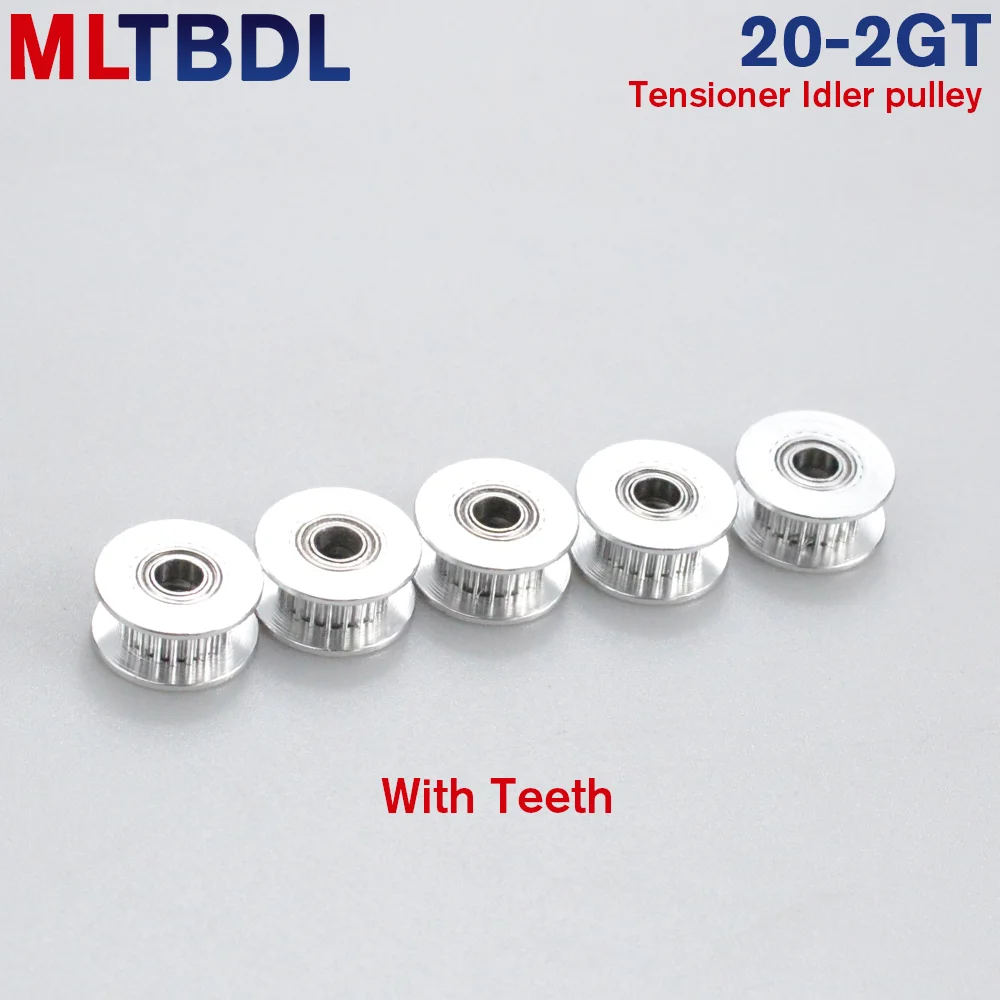 2M 2MGT 2GT 20 톱니 동기 휠 아이들러 풀리 보어 3mm 4mm 5mm, 톱니 또는 톱니 없음 베어링 포함, 실버 및 블랙 색상