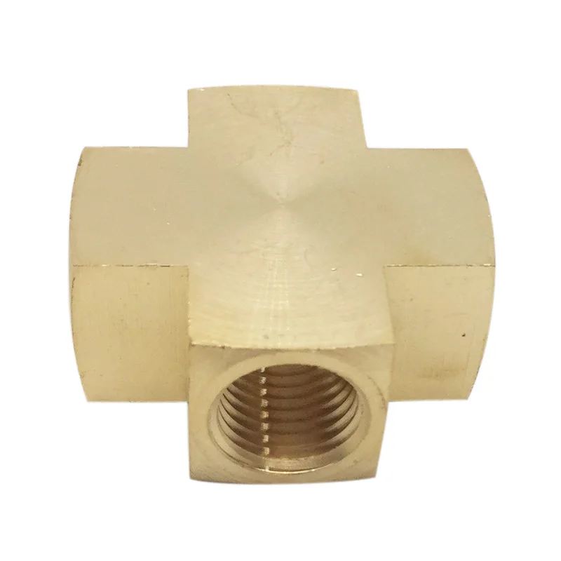 High Quality Metals Brass Pipe Fitting, Barstock Cross, 1/4" x 1/4" x NPT Female Pipe