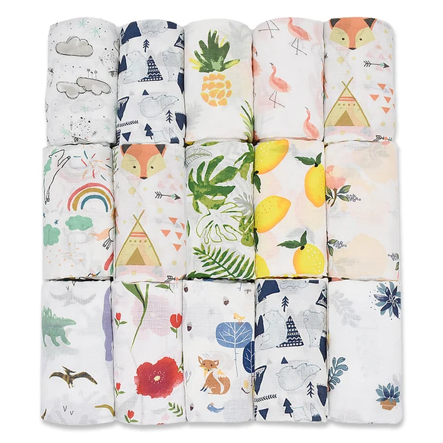 120X120CM Muslin Blanket 100%Cotton Baby Swaddle Soft Newborn Blanket Bath Towel Gauze Infant Kids Wrap Sleepsack Stroller Cover 1