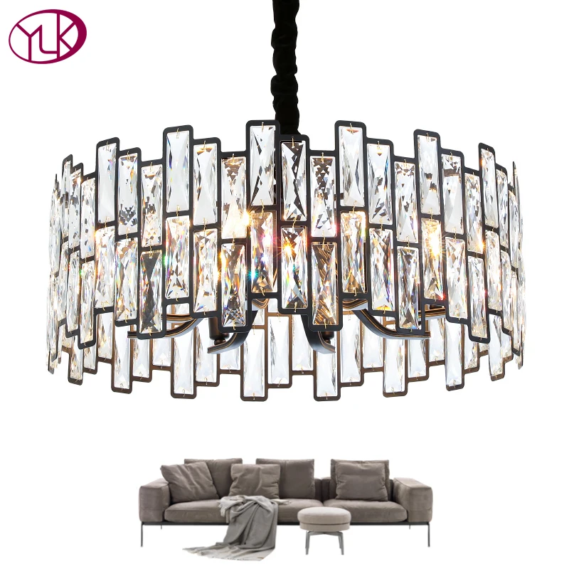 

Luxury Modern Round Chandelier Lighting LED Lamp Dining/Living Room Bedroom Crystal Lamp Home Light Fixture Black Chandeliers