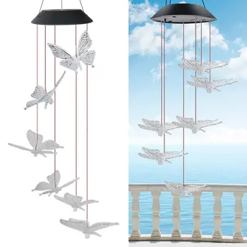 

Solar colorful painted butterfly wind chime lamp wall window door wind chime ornaments retro home wind chime decoration crafts