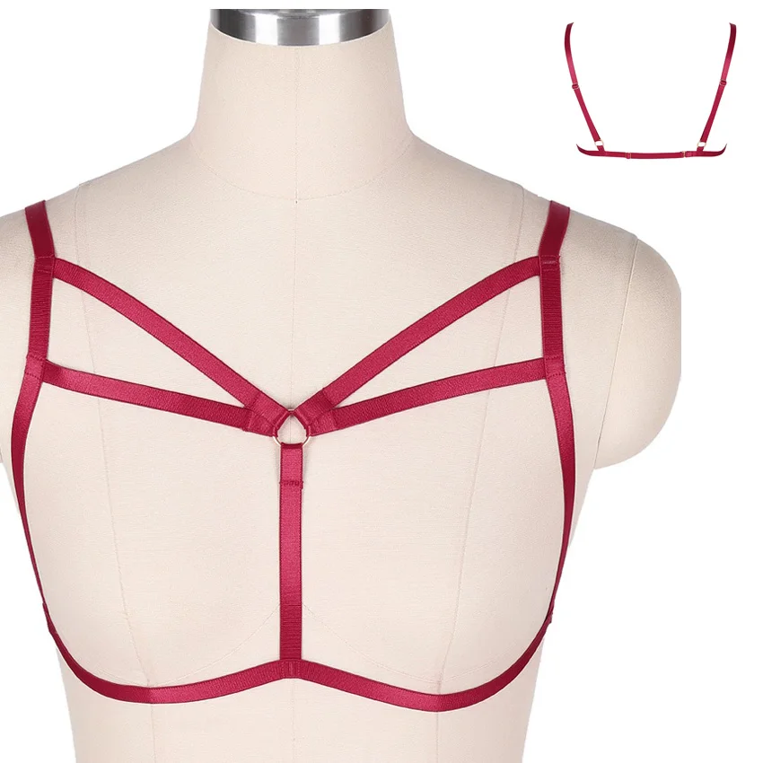 MLCO0473winered Винный красный воротник дизайн Жесткий бюстгальтер в виде пентаграммы Kawaii полые Грудь корсет для связывания пастельный, готический пояс - Цвет: MLCO0473winered