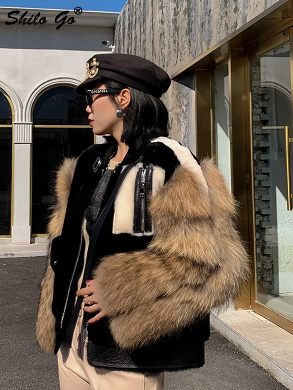 Шуба Highstreet, цветная, с имитацией воротника, Лисий мех, толстый рукав, с разрезом, двухсторонняя Меховая куртка, женская зимняя повседневная верхняя одежда