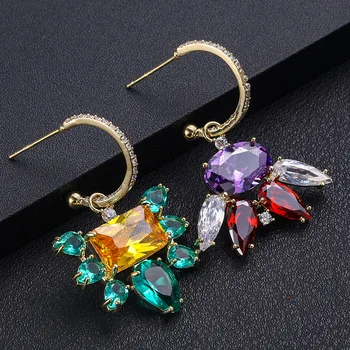 

JANKELLY luxury water drop Shape Long Earrings Cubic Zirconia Women Wedding Big Earrings Bijoux