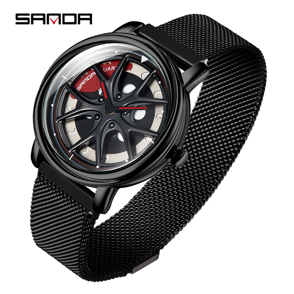 

SANDA Mens Watches Quartz Top Brand Military Wheel Shaped Rotating Dial Business Men Sports Watch Waterproof Relogio Masculino