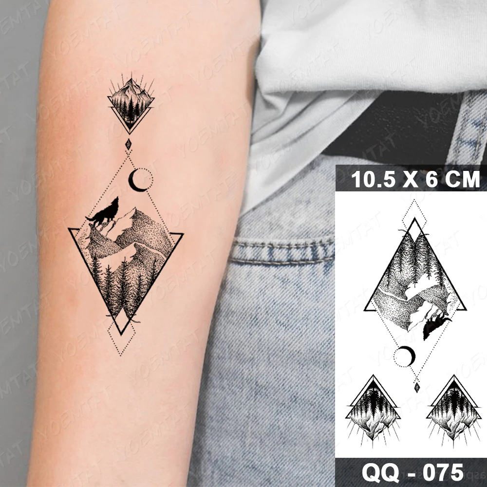 Small Size Waterproof Temporary Tattoo Stickers Kid Lighthouse Mountain Sea Boat Arm Tatto Body Art Flash Fake Tatoo Women Men
