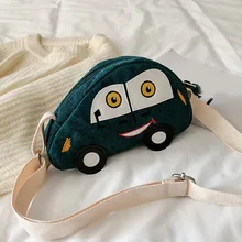 Детская Вельветовая сумка на одно плечо Милая форма мини-автомобиля сумка-мессенджер Лучшая-WT