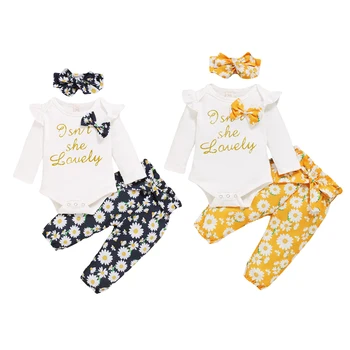 

Baby Girl Letter 3 Pcs Set Clothing Set Fashon Baby Clothing Infant Kid Clothes Full Sleeve Unisex Pullover Suit 0-18 Months