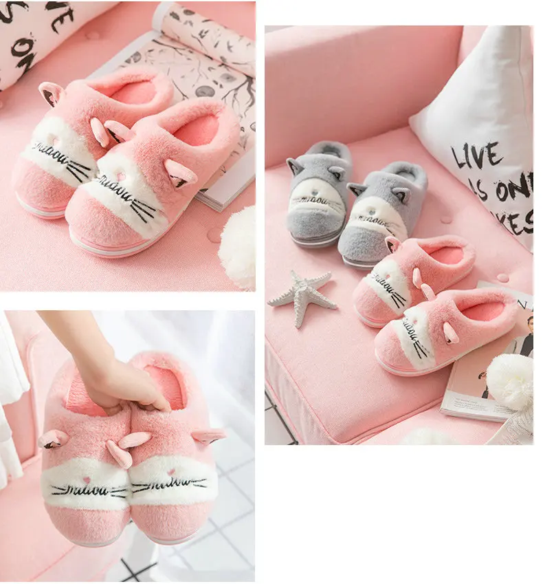 HTUUA 30-45 Big Size Men Slippers Cozy Soft Sole Warm Fur Plush Indoor House Home Slippers Couple Male Female Cotton Shoes S3559