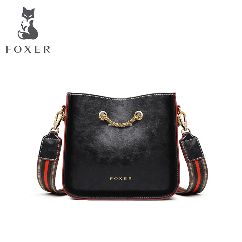 FOXER, женская кожаная сумка, дизайнерские сумки, известный бренд, женские сумки, новинка, роскошные сумки, женские сумки, модная сумка через плечо из воловьей кожи