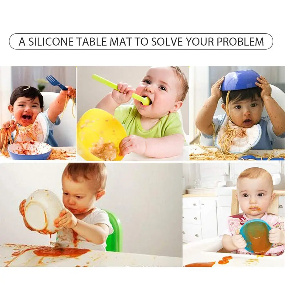 Silicone Non Slip Placemat- Eating On The Cloud for Kids Baby Toddlers 1 Piece BPA Free Placemats Set Can Quick Wipes Clean