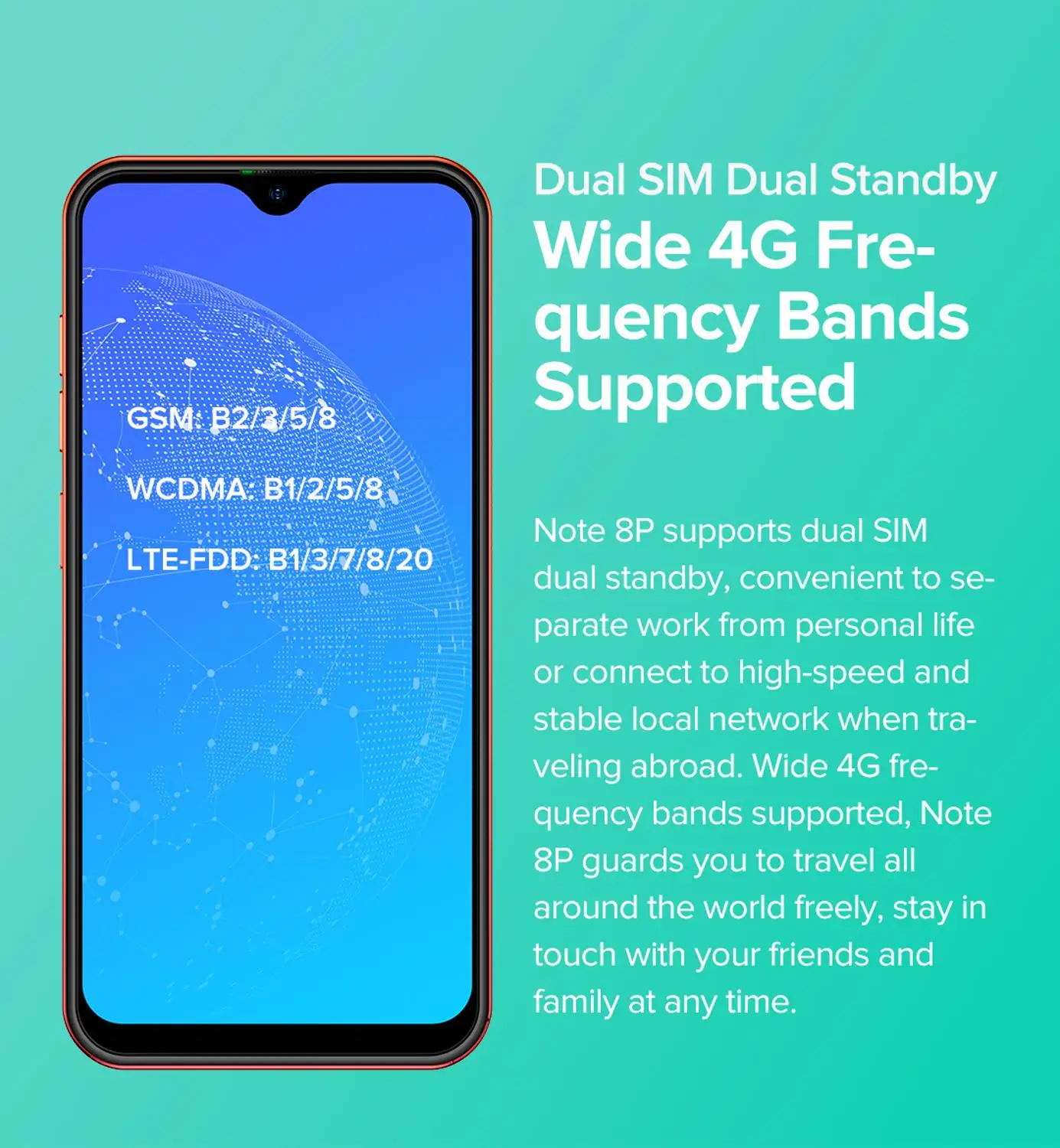 New Ulefone Note 8P Smartphone Android 10 Go 4G LTE Phone Waterdrop Screen Quad Core 2GB+16GB 5.5-inch Dual SIM Face Unlock