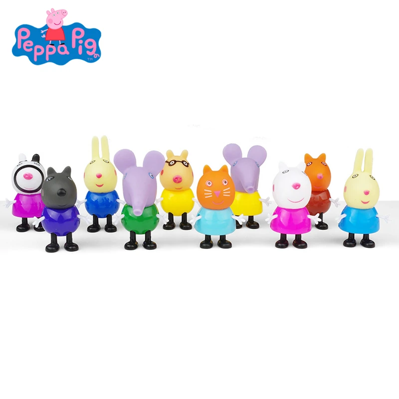

10 Pcs/set Peppa pig Original Action Figure Dolls Family Dad Mom Grandpa Grandma George Peppa Toys Model Kids Best Gifts