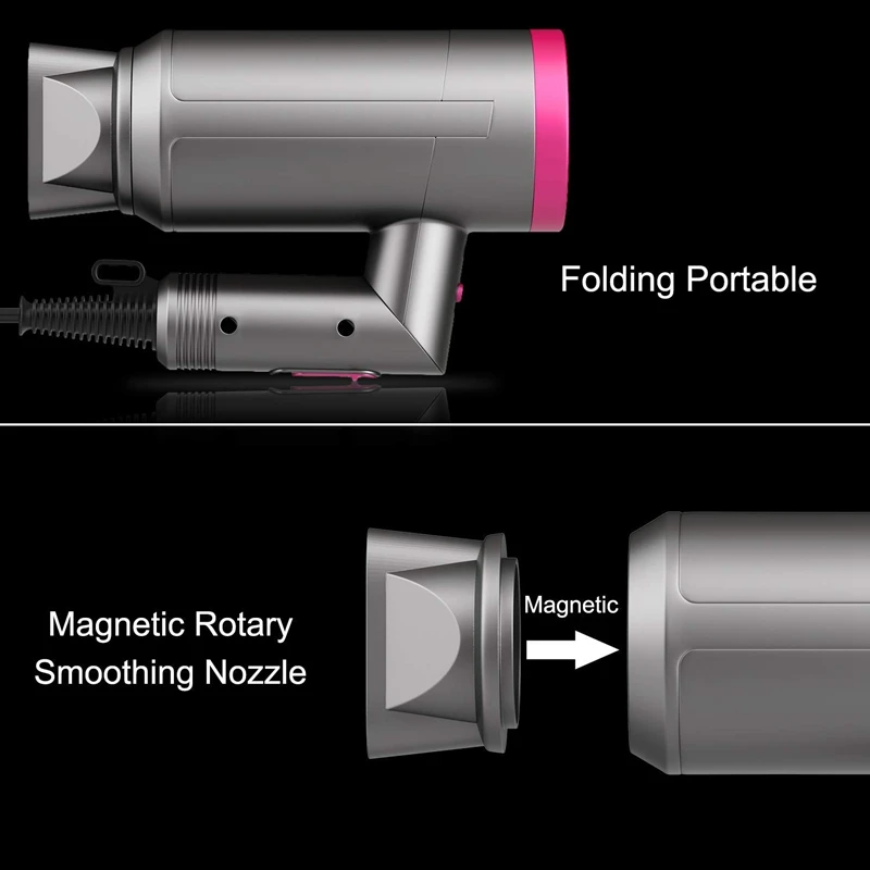 Portable Folding Hair Dryer Radiation Free Ionic Infrared Low Noise Compact Blow Dryer Best For Pregnancy Kids Use