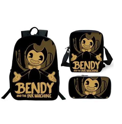 as picture 3 шт./компл. школьная сумка Bendy и чернила машины; Детский рюкзак с притом по Комбинации книжная сумка для мальчиков и девочек Школьный рюкзак ежедневно Mochila - Цвет: as picture