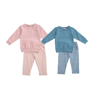 

Newborn Baby Boy Girl Clothes 2Pcs Long Sleeve Pullover Top+ Striped Pants Casual Comfortable Outfit 0-24 months