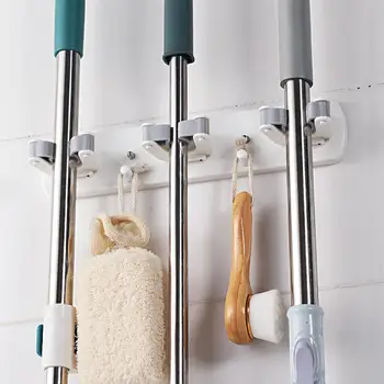 

Free Punch Mop Holder with Suction Cup for Bathroom Home Kitchen Organizer Rack