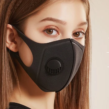 

2PCS Hot Sale 3D Anti Dust PM2.5 Pollution Face Mouth Respirator Breathable Valve Mask Filter Adult Black Sponge Mask Women men