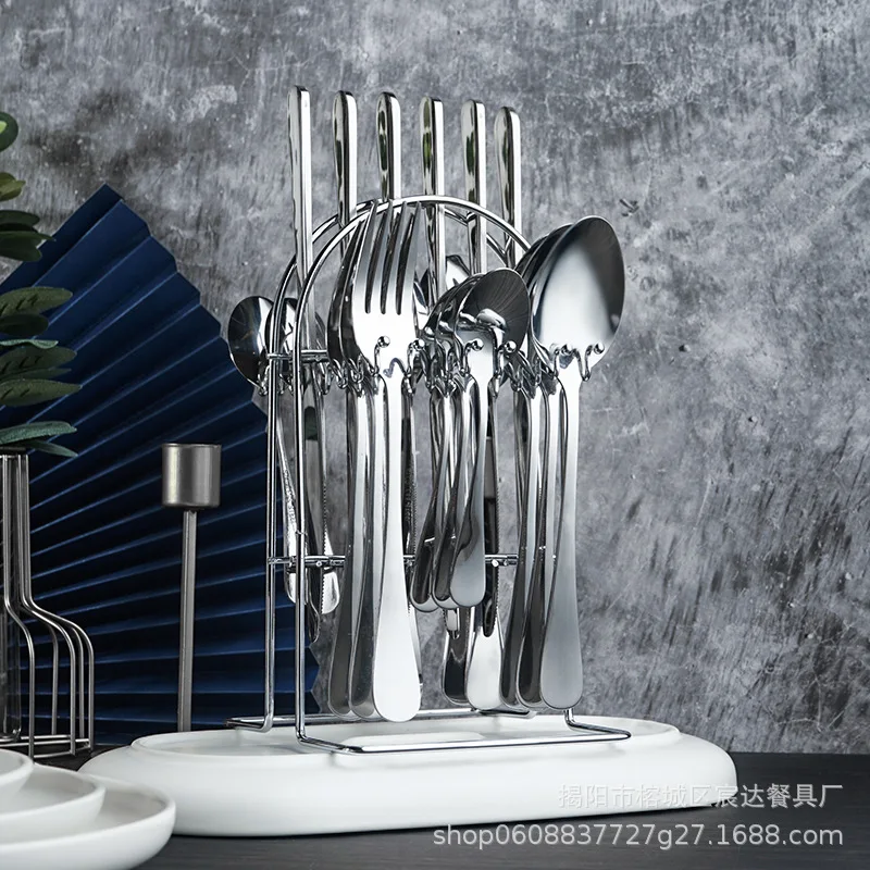 24-Piece Silverware Set with Steak Knives and Organizer Tray