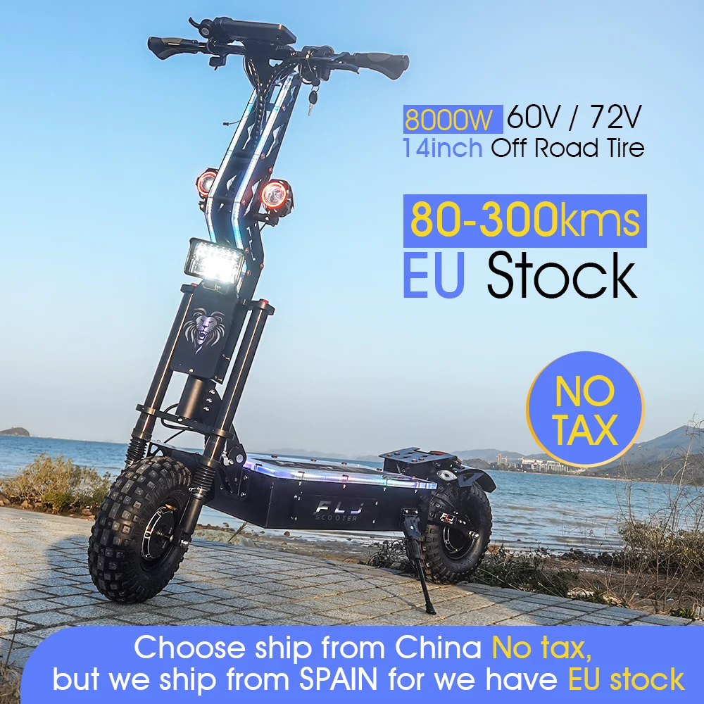 FLJ E2 14inch 8000W Off Road Tire Electric Scooter 80-300kms Range 60V/72V Newest Design Adults Dual Engines E | Спорт и развлечения