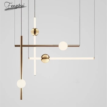 

Modern Minimalism Tube Pendant Lights Indoor Lighting Designer Living Room Gold LED Hanging Lamp Kitchen Home Loft Bedroom Lamps