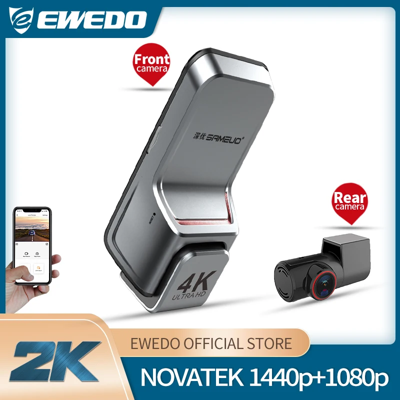 

Ewedo U1000 dash camera dual lens full FHD 1080p triple car dvr front and rear wifi loop video night vision voice recorder WDR