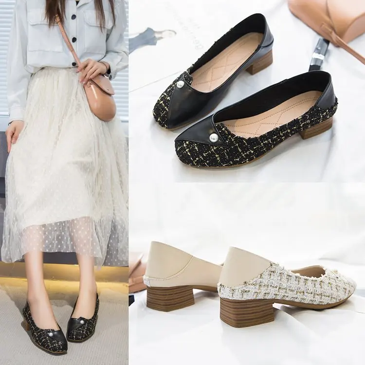 

Shoes Women's 2020 New Style Early Spring Chunky-Heel Retro Graceful Low-Cut Low Heel Versatile Gentle Fairy-Style Single Shoes